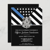 Budget Politie Pensioen Blue Line Flag Uitnodiging (Voorkant / Achterkant)
