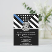 Budget Politie Pensioen Blue Line Flag Uitnodiging (Staand voorkant)