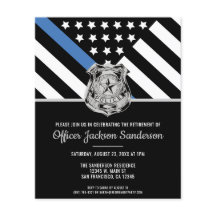 Budget Politie Pensioen Blue Line Flag Uitnodiging