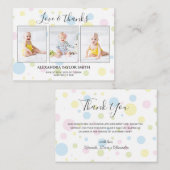 Budget polka dots Foto Baby Hartelijk dank Notitiekaartje (Voorkant / Achterkant)