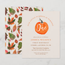 Budget pomkin eerste verjaardag uitnodiging