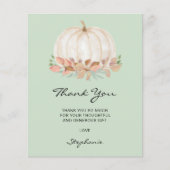 Budget pompoen Baby shower groen bedankje (Voorkant)