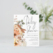 Budget Pompoen Bloemen Baby shower Uitnodiging (Staand voorkant)