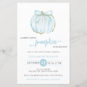 Budget Pompoen Blue Bow Boy Baby shower Uitnodigen (Voorkant)