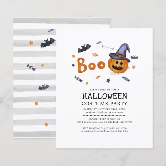 Budget pompoen Halloween kostuum feest uitnodiging (Voorkant / Achterkant)