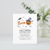 Budget pompoen Halloween kostuum feest uitnodiging (Staand voorkant)
