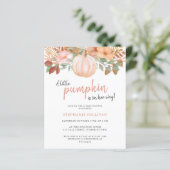 Budget Pompoen Herfst Floral Baby shower Uitnodigi (Staand voorkant)