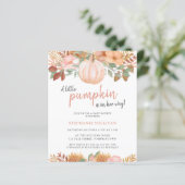 Budget Pompoen Herfst Floral Baby shower Uitnodigi (Staand voorkant)