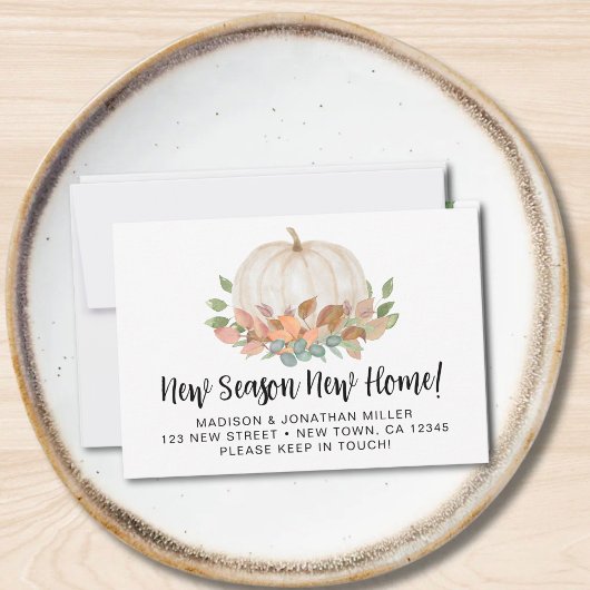 Budget pompoen Herfst herfst bewegende aankondigin Notitiekaartje