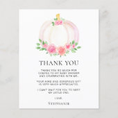 Budget pompoen Meisje's Baby shower Dank u kaart (Voorkant)