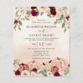 Budget pompoenen Country Fall bruiloft uitnodiging (Voorkant)