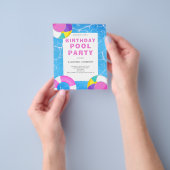 Budget Pool Party Verjaardag Uitnodiging Flyer (Hand)