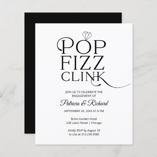 Budget Pop Fizz Clink Engagement Party (Voorkant / Achterkant)