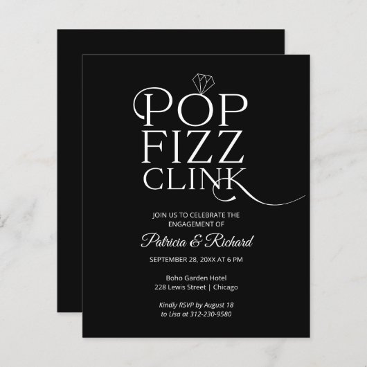Budget Pop Fizz Clink Engagement Party (Voorkant / Achterkant)