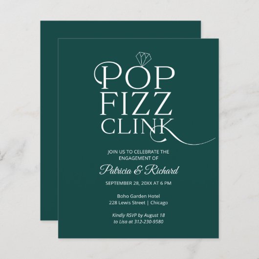Budget Pop Fizz Clink Engagement Party (Voorkant / Achterkant)