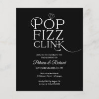 Budget Pop Fizz Clink Verloving Feest Uitnodiging