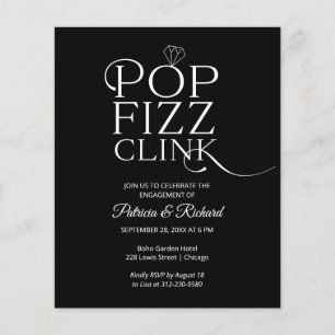 Budget Pop Fizz Clink Verloving Feest Uitnodiging