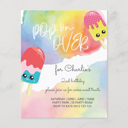 BUDGET Pop over populaire uitnodiging (Voorkant)