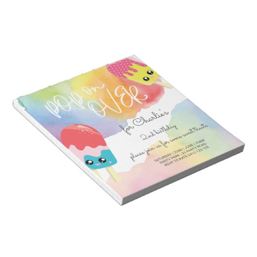 BUDGET Pop over populaire uitnodiging Notitieblok (Schuin)