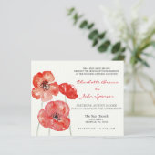 Budget Poppies Modern floral bruiloft uitnodiginge (Staand voorkant)