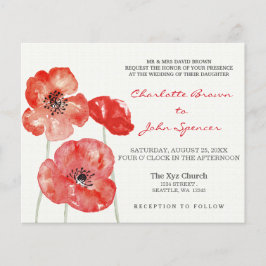 Budget Poppies Modern floral bruiloft uitnodiginge