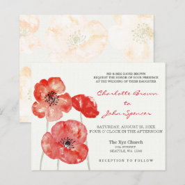 Budget Poppies Modern floral bruiloft uitnodiginge
