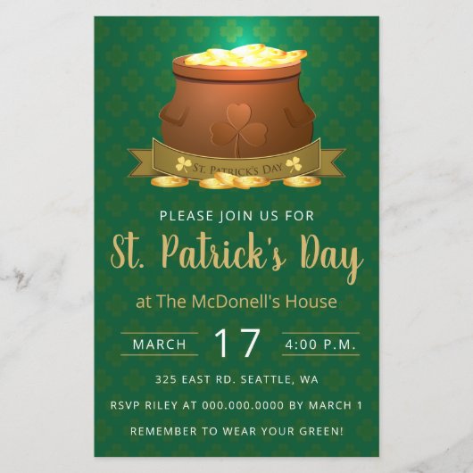 Budget Pot of Gold St Patricks Day Invitation (Voorkant)