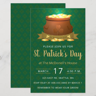 Budget Pot of Gold St Patricks Day Invitation