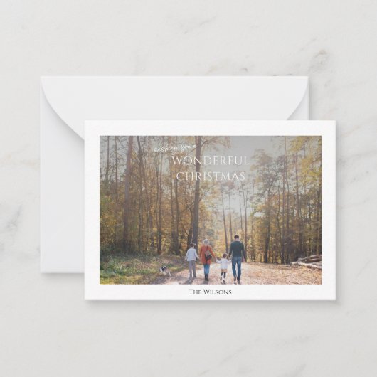 budget prachtige kerstmis twee foto ' s kerstmis notitiekaartje (Voorkant)