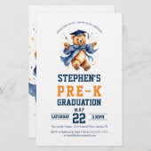 Budget Pre-K Afstuderen Teddy Bear Party Invite (Voorkant / Achterkant)
