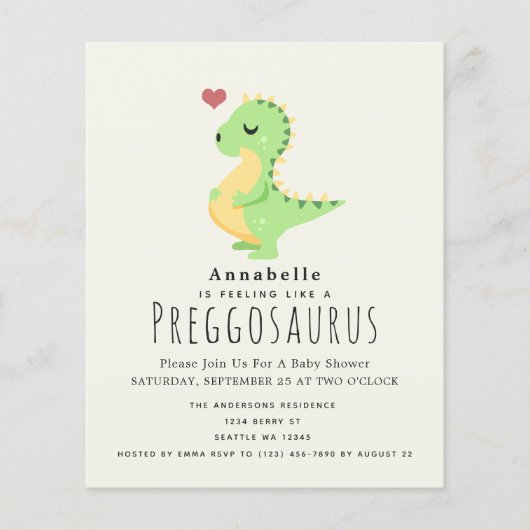 Budget Preggosaurus Cute Dinosaur Baby shower (Voorkant)