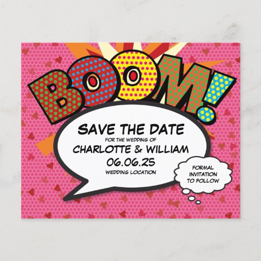 Budget Pret Retro Stripboek Opslag Save the Date (Voorkant)
