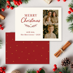 Budget Prettig Kerst Feest Foto Rode Vakantie Plat Kaart