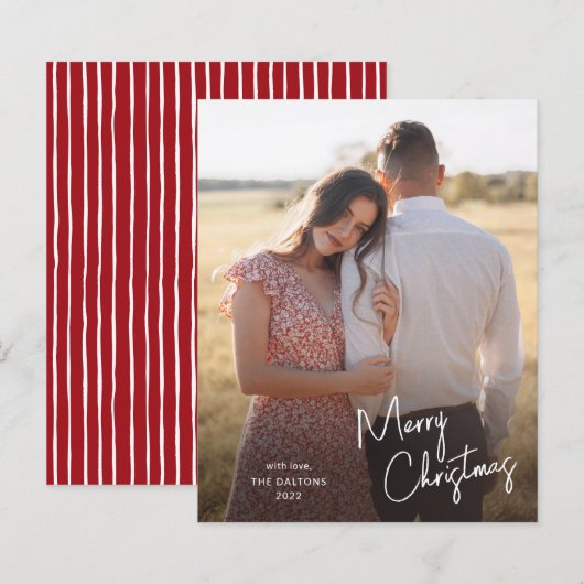 Budget Prettig Kerst Script Foto Kerstkaart (Voorkant / Achterkant)