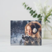 Budget Prettig Kerstfeest Modern Schrifttype Foto (Staand voorkant)