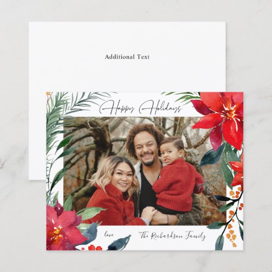 Budget Prettig Kerstfeest Poinsettia Foto (Voorkant / Achterkant)