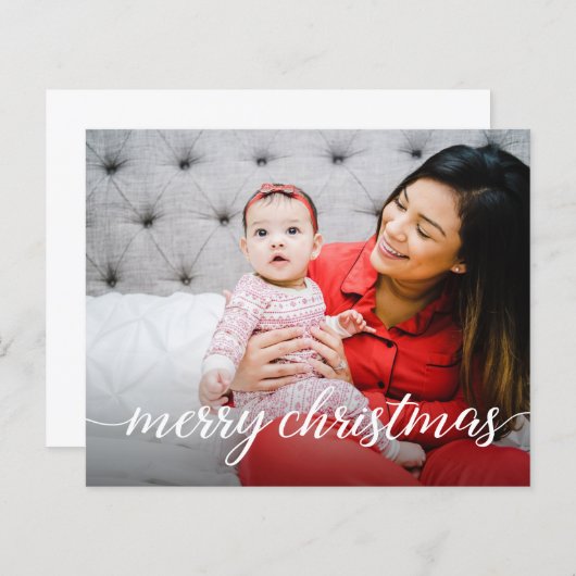 Budget Prettig Kerstfeest Script Custom Foto Moder (Voorkant / Achterkant)