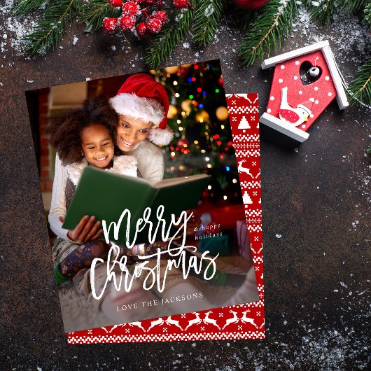 Budget Prettig Kerstmis Calligrafie Verticale Foto Flyer