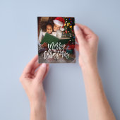 Budget Prettig Kerstmis Calligrafie Verticale Foto Flyer (Hand)