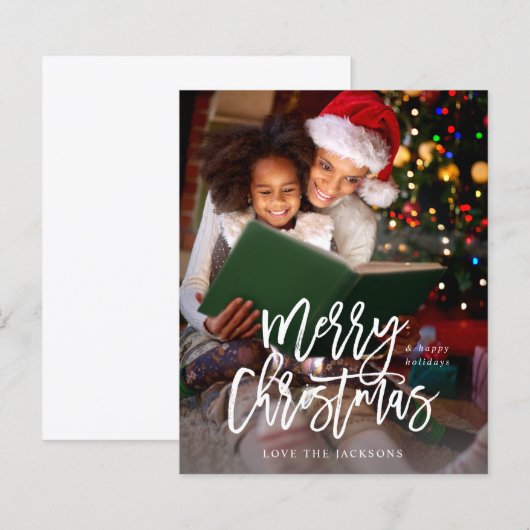 Budget Prettig Kerstmis CalligraphyVertical Foto W (Voorkant / Achterkant)