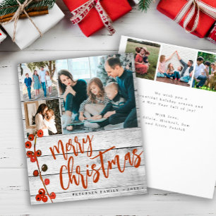 Budget Prettig Kerstmis foto hout Kerstkaart Flyer
