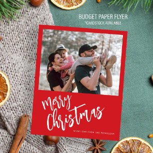 Budget Prettig Kerstmis foto rood Kerstkaart Flyer