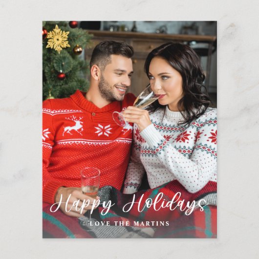 Budget Prettige feestdagen Fun Script-foto vertica Flyer (Voorkant)