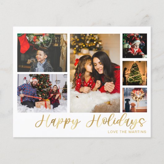 Budget Prettige feestdagen Gold 6 Foto Flyer (Voorkant)