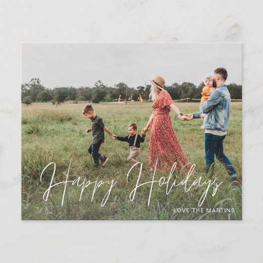 Budget Prettige feestdagen Modern script Foto 2 br Flyer (Voorkant)