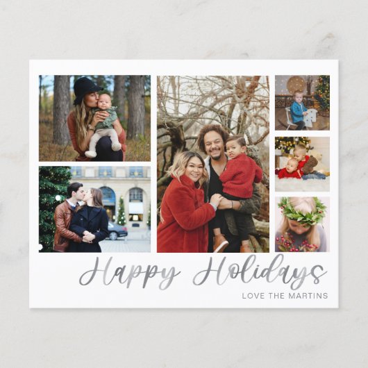 Budget Prettige feestdagen Silver 6 Foto Flyer (Voorkant)