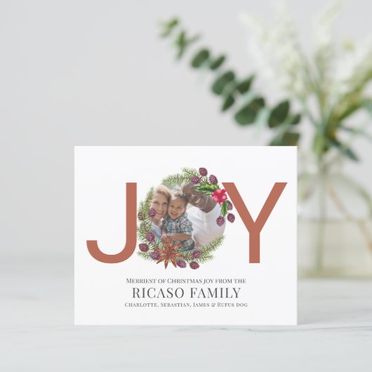 BUDGET prettige kerstfeestvreugde grote fotokaart (Staand voorkant)