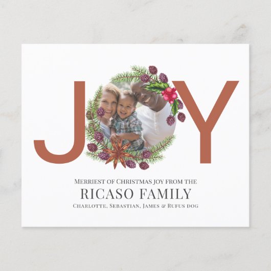 BUDGET prettige kerstfeestvreugde grote fotokaart (Voorkant)