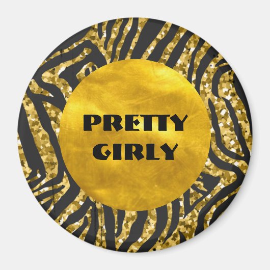 Budget Pretty Girly Faux Gold Glitter Foil Glam Magneet (Voorkant)