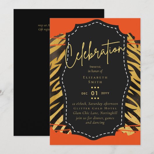 Budget Pretty Meisjesachtig Zoet16 Goud Dierenprin Kaart (Voorkant / Achterkant)